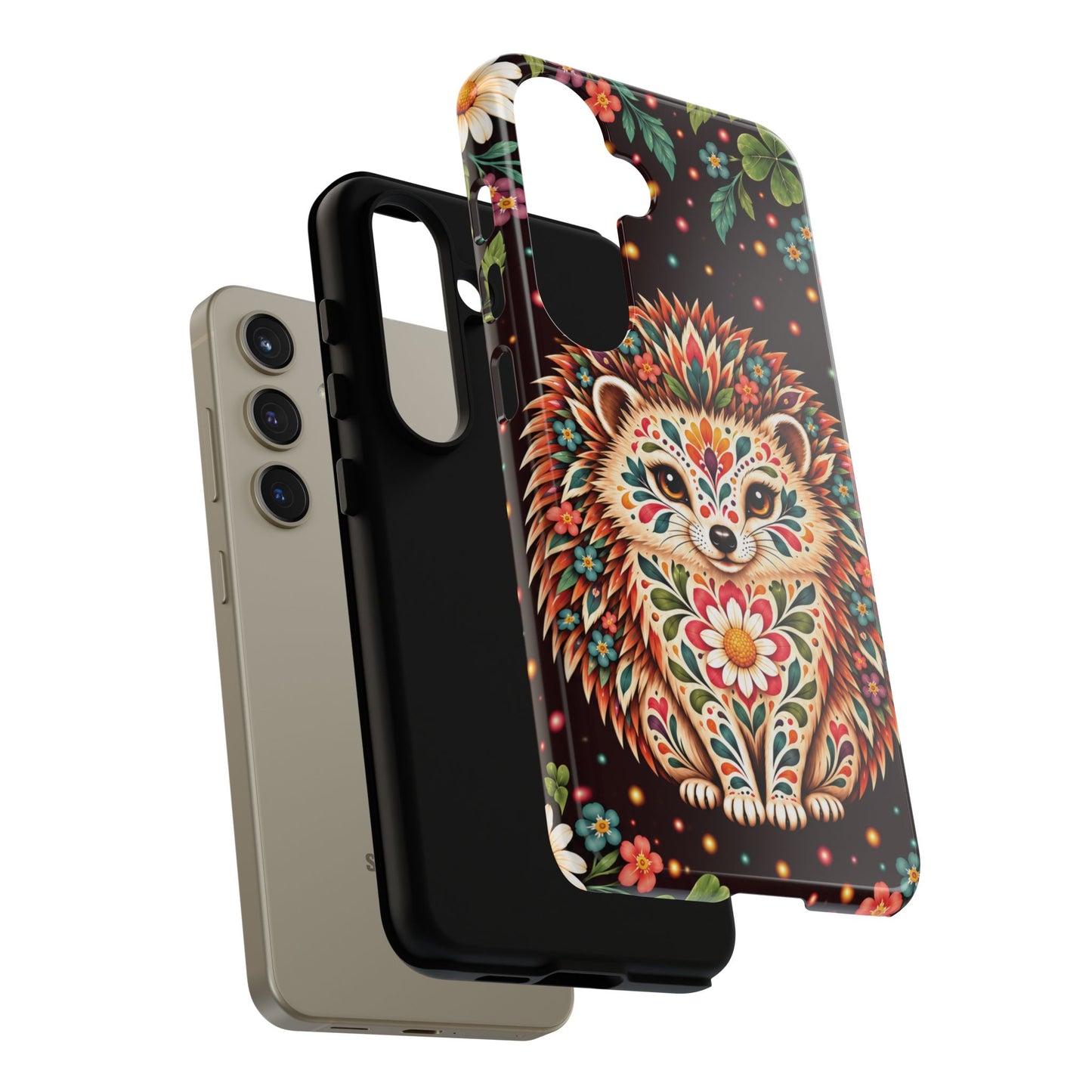 Vibrant Terracotta and Teal Calavera Hedgehog Phone Case - Multicolor Phone Case