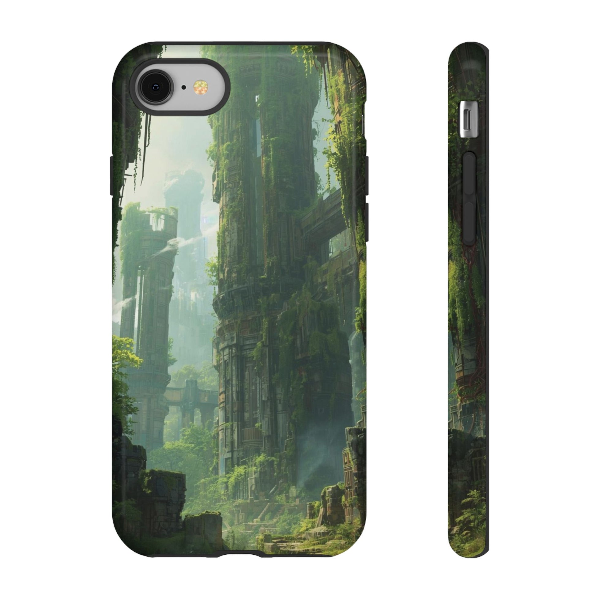 Overgrown Future Ruins Sci-fi Phone Case - Green Phone Case - iPhone 8 / Glossy