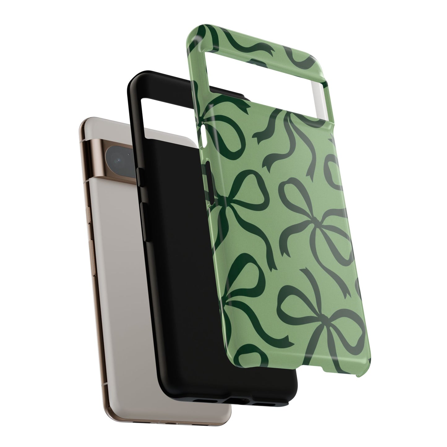 Bold Sage Green and Forest Green Bow Pattern Phone Case