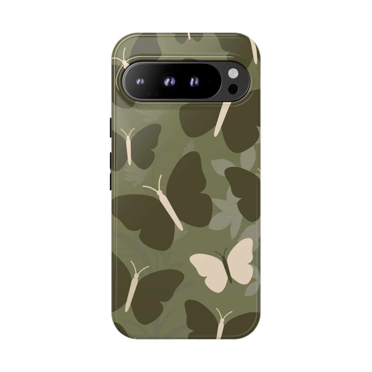 Minimalist Olive Green Butterfly Pattern Phone Case - Green Phone Case - Google Pixel 9 Pro XL / Glossy