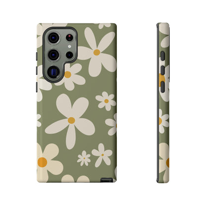 Chic Green Daisy Pattern Phone Case - Green Phone Case - Samsung Galaxy S23 Ultra / Glossy