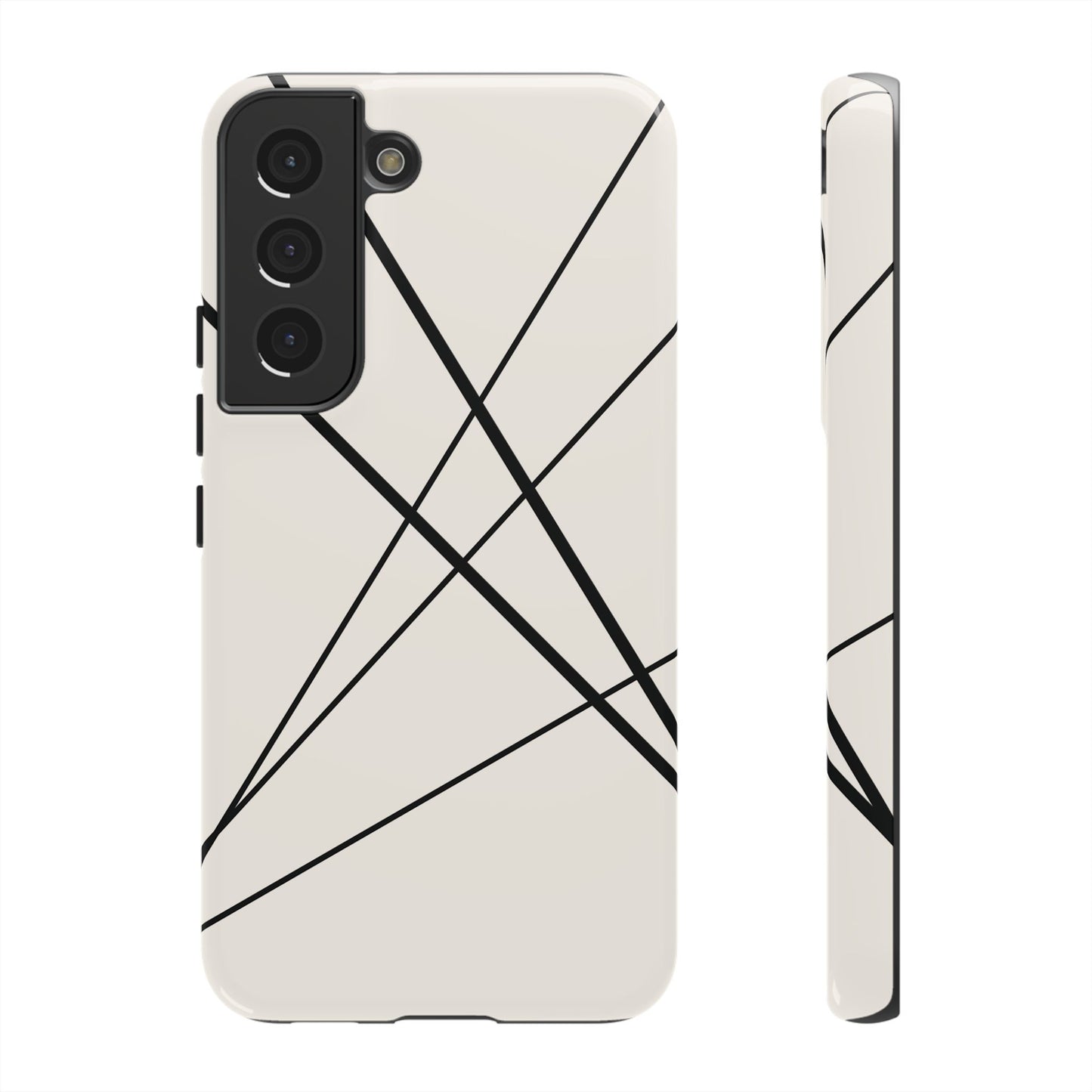 Samsung Galaxy S22 / Glossy Phone Case - Abstract White with Black Lines Phone Case