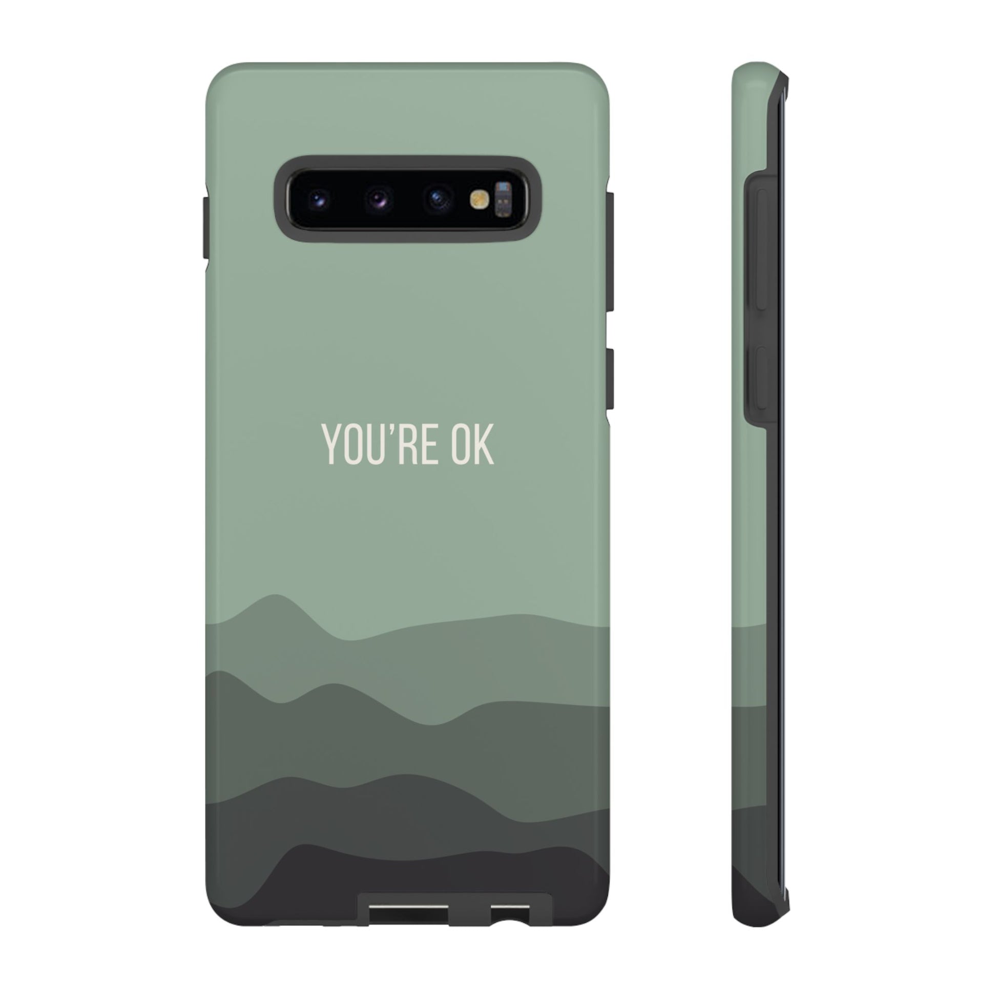 Phone Case - Minimalist Green Waves ’You’re OK’ Statement Phone Case