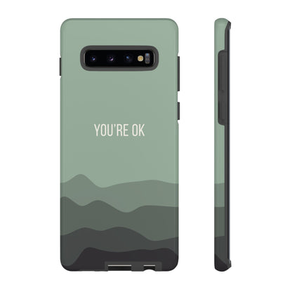 Phone Case - Minimalist Green Waves ’You’re OK’ Statement Phone Case
