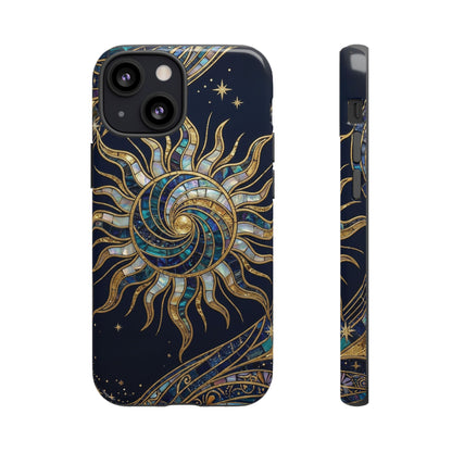 Elegant Navy & Gold Solar Spiral Phone Case