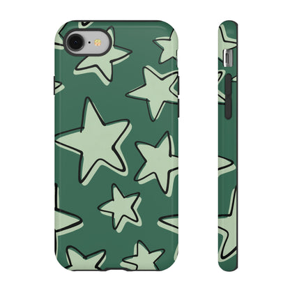 Forest Green Doodle Star Phone Case