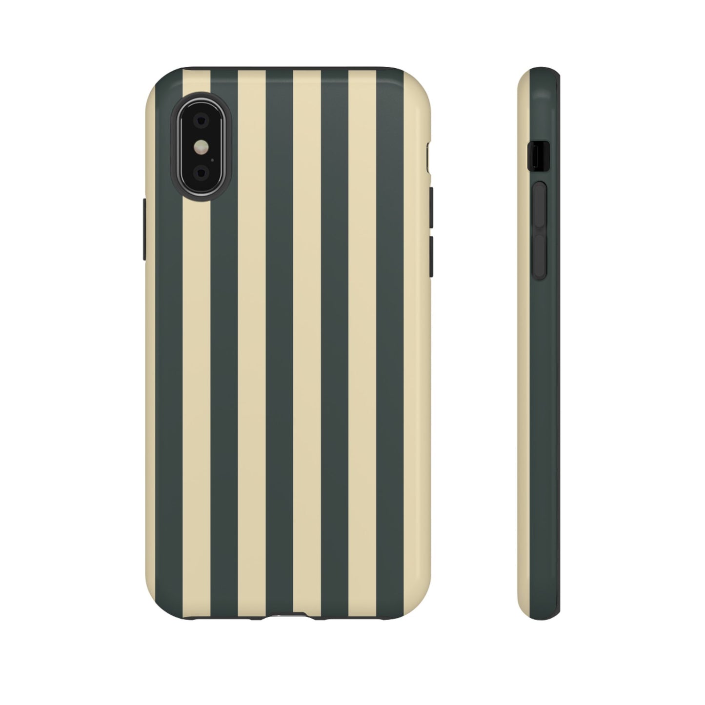 iPhone XS / Glossy Phone Case - ’Green & Beige Stripe Pattern’ Phone Case