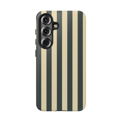 Samsung Galaxy S25 / Glossy Phone Case - ’Green & Beige Stripe Pattern’ Phone Case