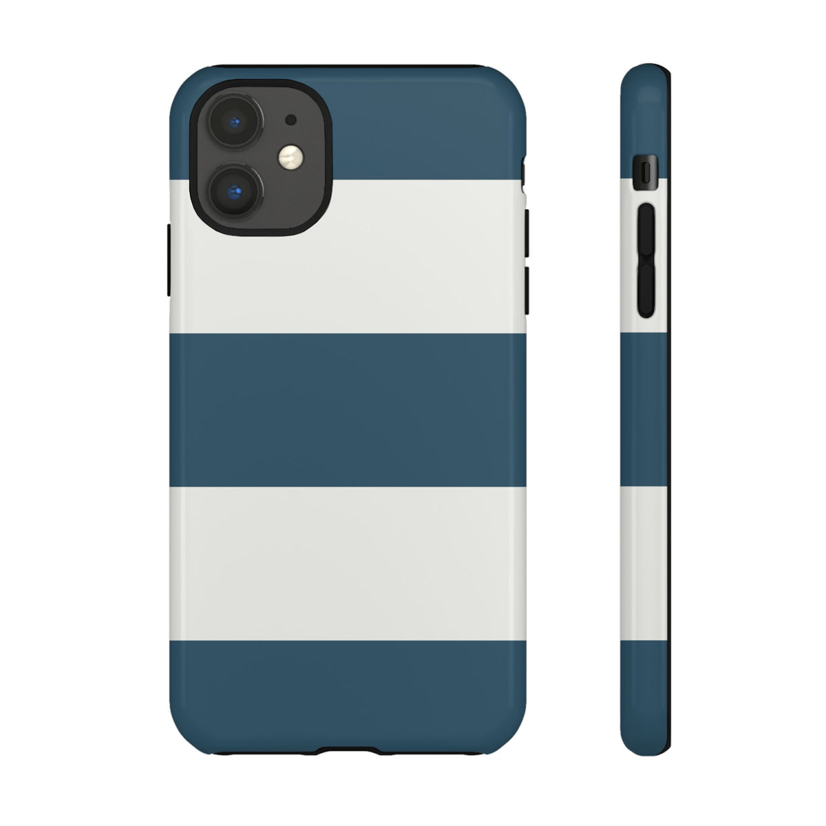 Blue & White Horizontal Stripe Pattern Phone Case - Blue Phone Case - iPhone 11 / Glossy