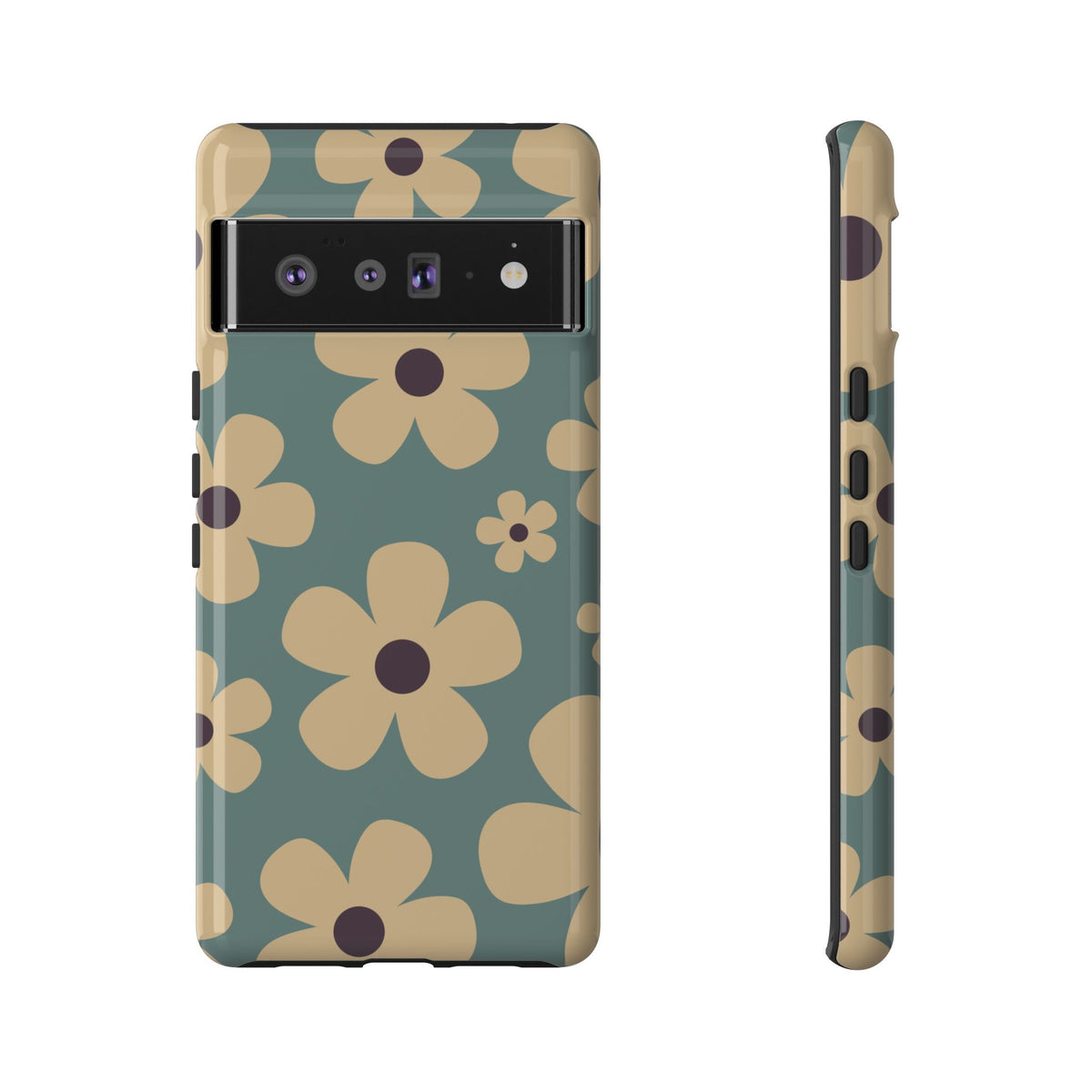Cute Blue & Cream Daisy Pattern Phone Case - Blue Phone Case - Google Pixel 6 Pro / Glossy