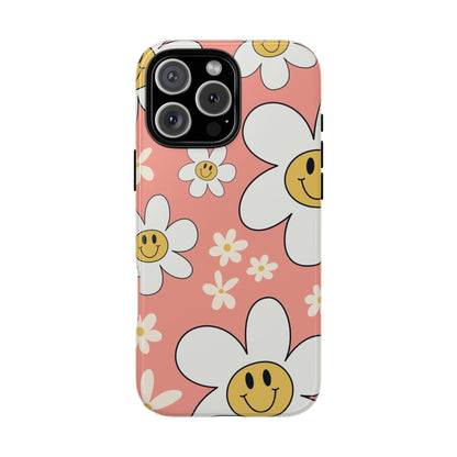 Fun Retro Daisy Pattern with Pink Background Phone Case - Pink Phone Case - iPhone 16 Pro Max / Glossy