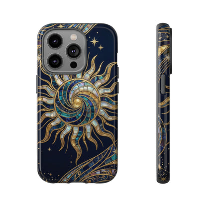 Elegant Navy & Gold Solar Spiral Phone Case