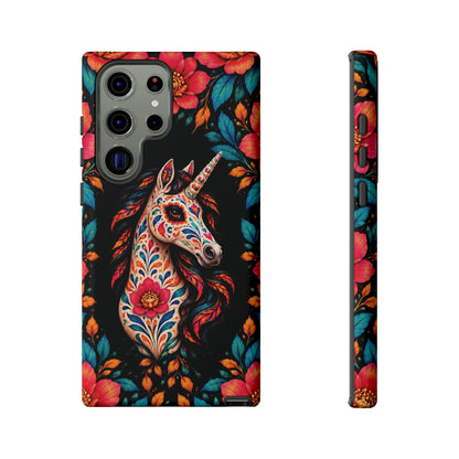 Elegant Pink and Turquoise Calavera Unicorn Phone Case - Phone Case - Samsung Galaxy S23 Ultra / Glossy