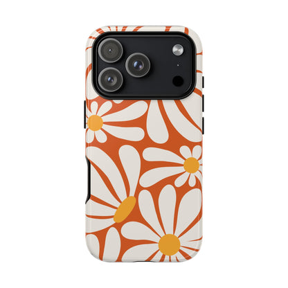 Retro Orange Daisy Pattern Phone Case - Orange Phone Case - iPhone 18 Pro / Glossy