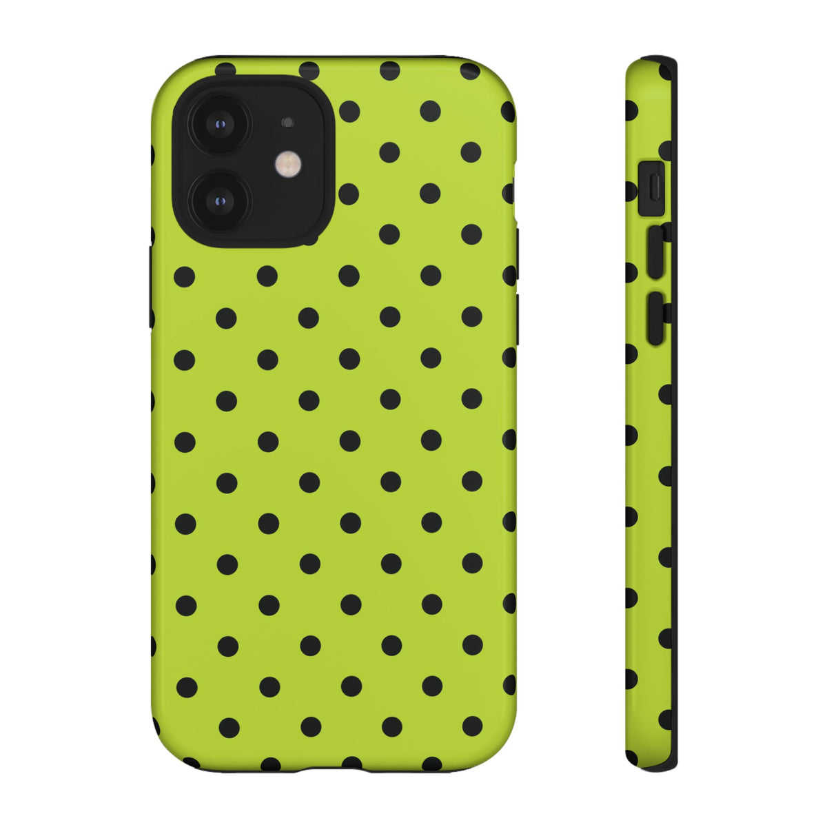 Trendy Neon Lime Green & Black Dot Pattern Phone Case - Green Phone Case - iPhone 12 / Glossy