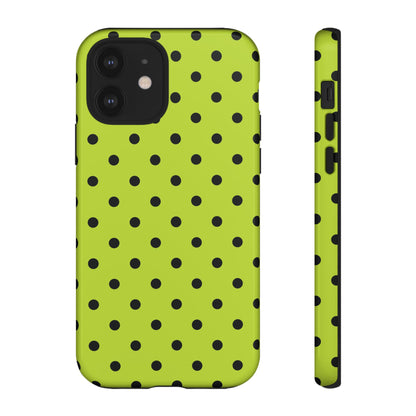 Trendy Neon Lime Green & Black Dot Pattern Phone Case - Green Phone Case - iPhone 12 / Glossy