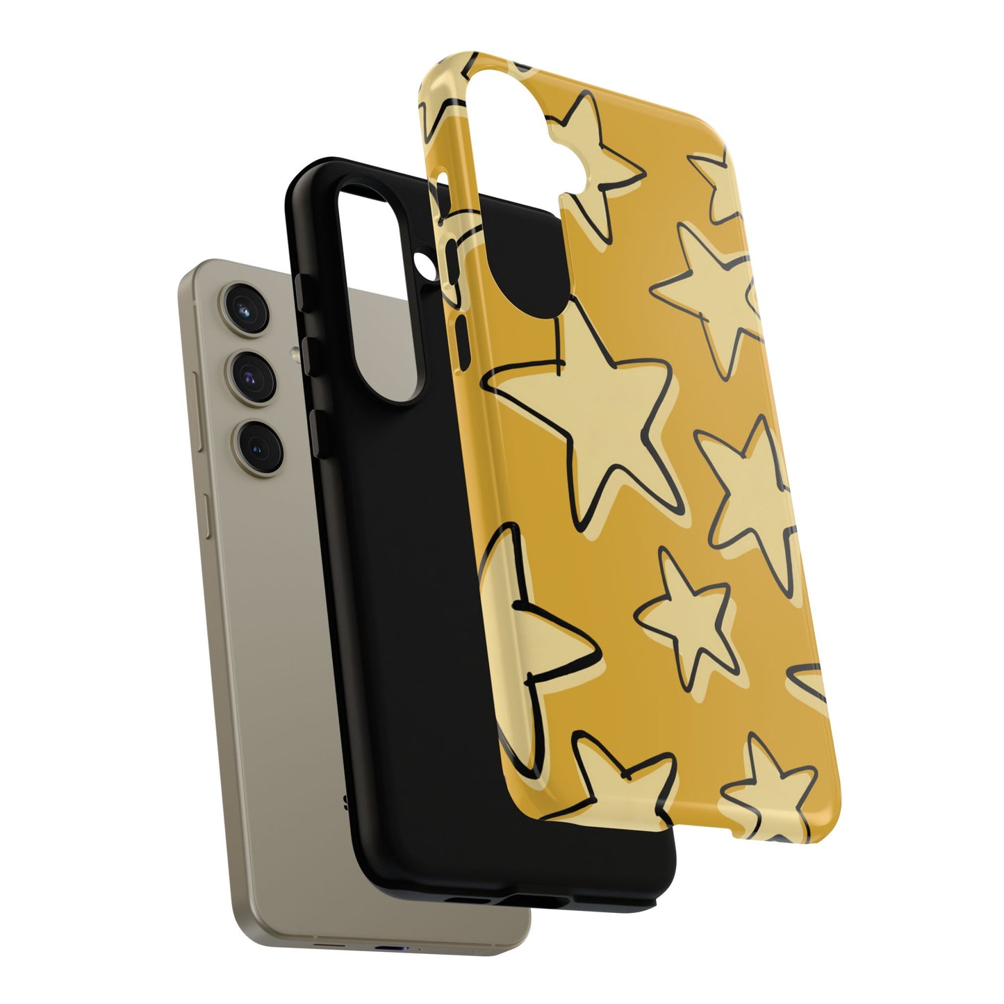 Golden Yellow Doodle Star Phone Case