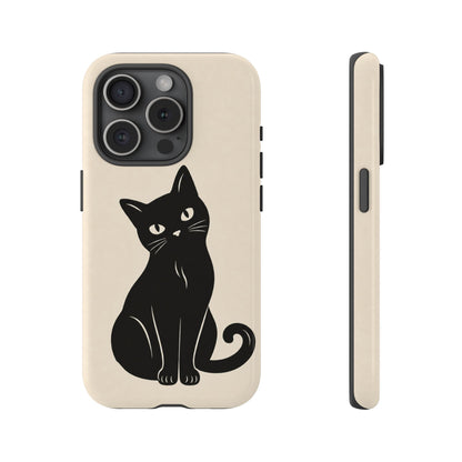 Minimalist Cream & Black Cat Phone Case