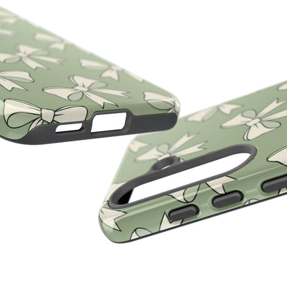 Chic Sage Green Bow Pattern Phone Case