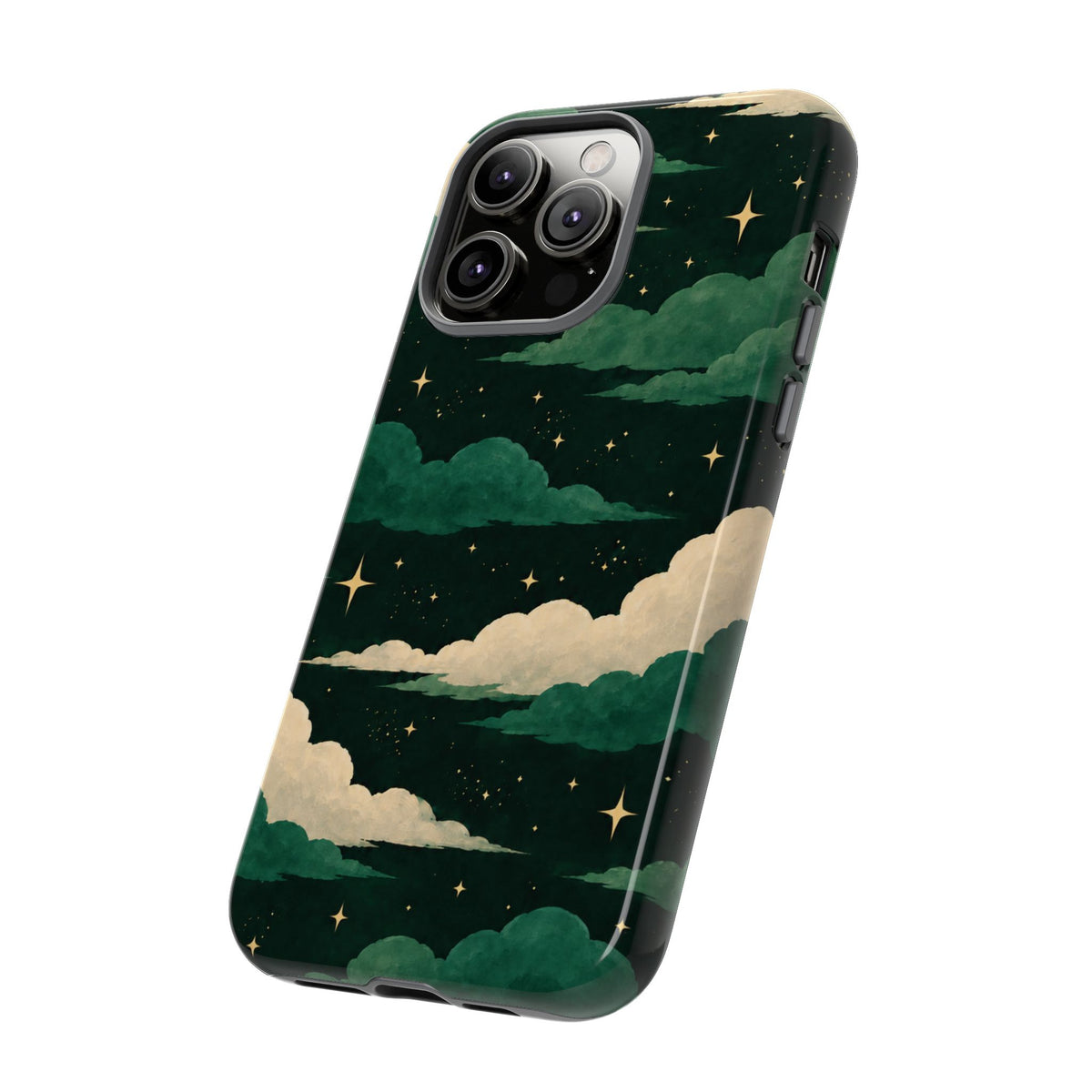 Illustrated Emerald Green Clouds & Stars Phone Case