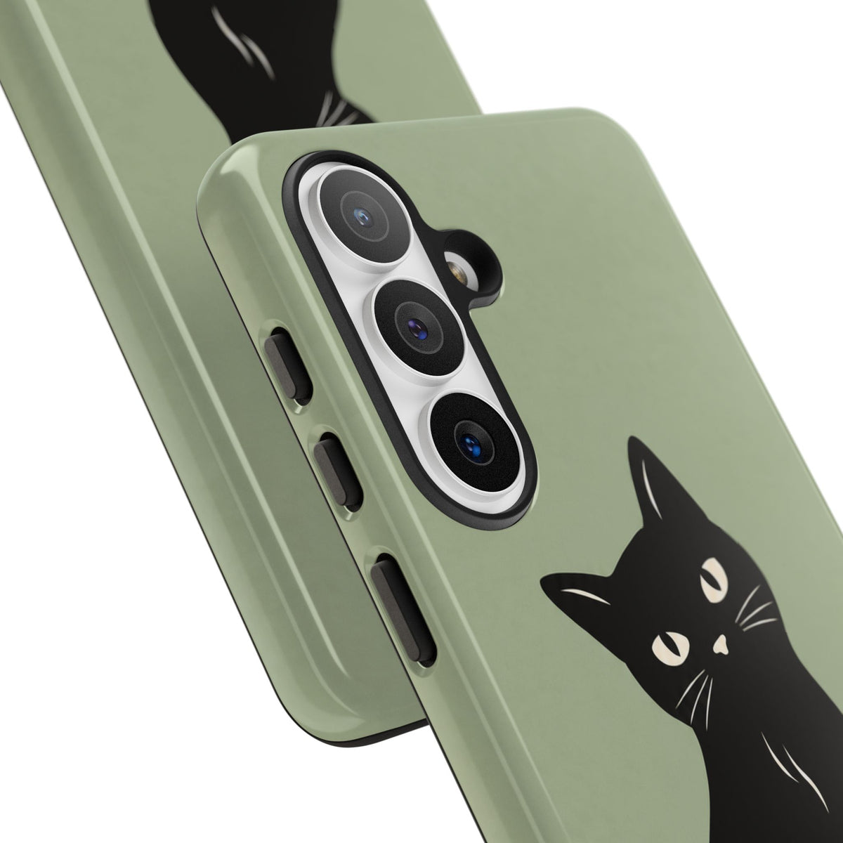 Minimalist Sage Green & Black Cat Phone Case