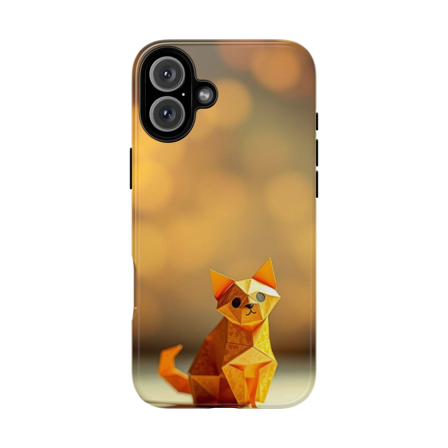iPhone 16 Plus / Glossy Phone Case - Origami Cat Design Phone Case