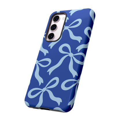 Bold Cobalt Blue and Powder Blue Bow Pattern Phone Case - Blue Phone Case