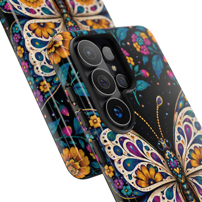 Vibrant Purple and Teal Calavera Butterfly Phone Case - Multicolor Phone Case