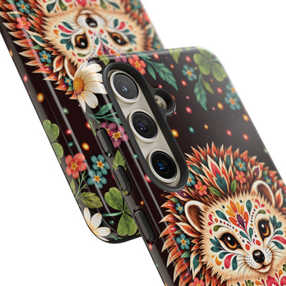 Vibrant Terracotta and Teal Calavera Hedgehog Phone Case - Multicolor Phone Case