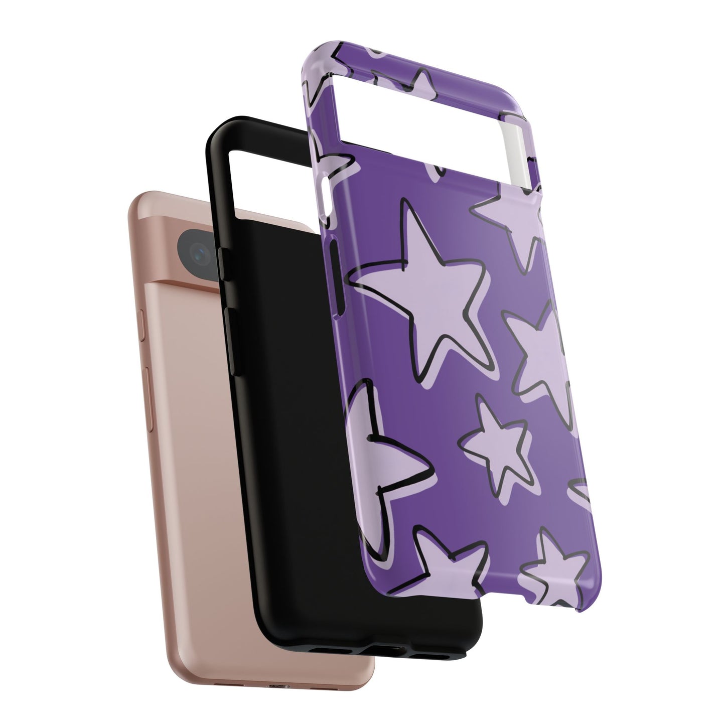 Violet Purple Doodle Star Phone Case