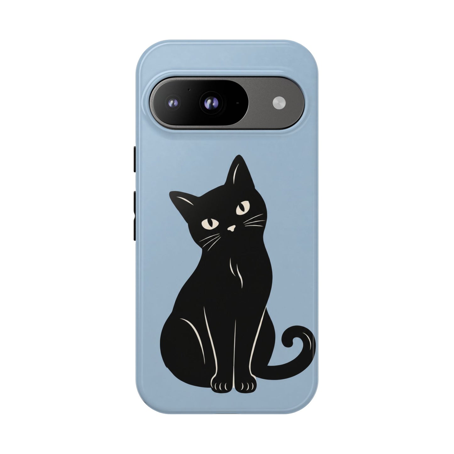 Minimalist Powder Blue & Black Cat Phone Case