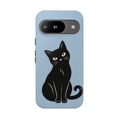 Minimalist Powder Blue & Black Cat Phone Case