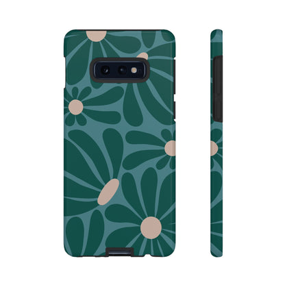 Samsung Galaxy S10E / Glossy Phone Case - ’Retro Turquoise Daisy Pattern’ Phone Case