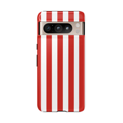 Google Pixel 8 Pro / Glossy Phone Case - Simple Dark Orange & White Stripe Pattern Phone Case