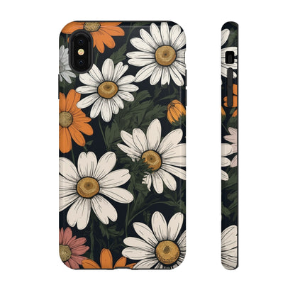 Boho Chic Daisies Floral Pattern "White, Orange & Pink" Phone Case