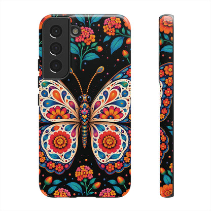Vibrant Orange and Turquoise Calavera Butterfly Phone Case - Multicolor Phone Case - Samsung Galaxy S22 / Glossy