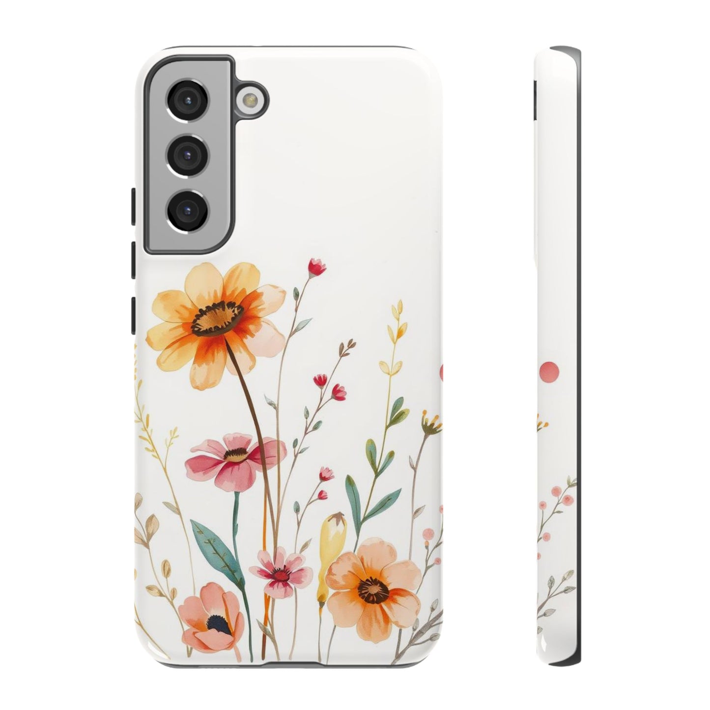 Samsung Galaxy S22 Plus / Glossy Phone Case - Boho Chic Watercolour Wild Blooms Pattern Phone Case