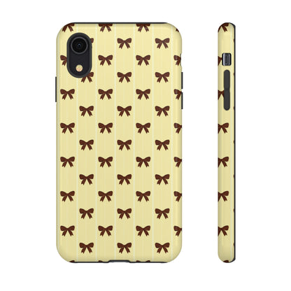 Retro Chocolate Brown Bow Pattern Phone Case
