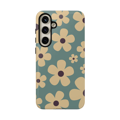 Samsung Galaxy S24 Plus / Glossy Phone Case - Cute Blue & Cream Daisy Pattern Phone Case
