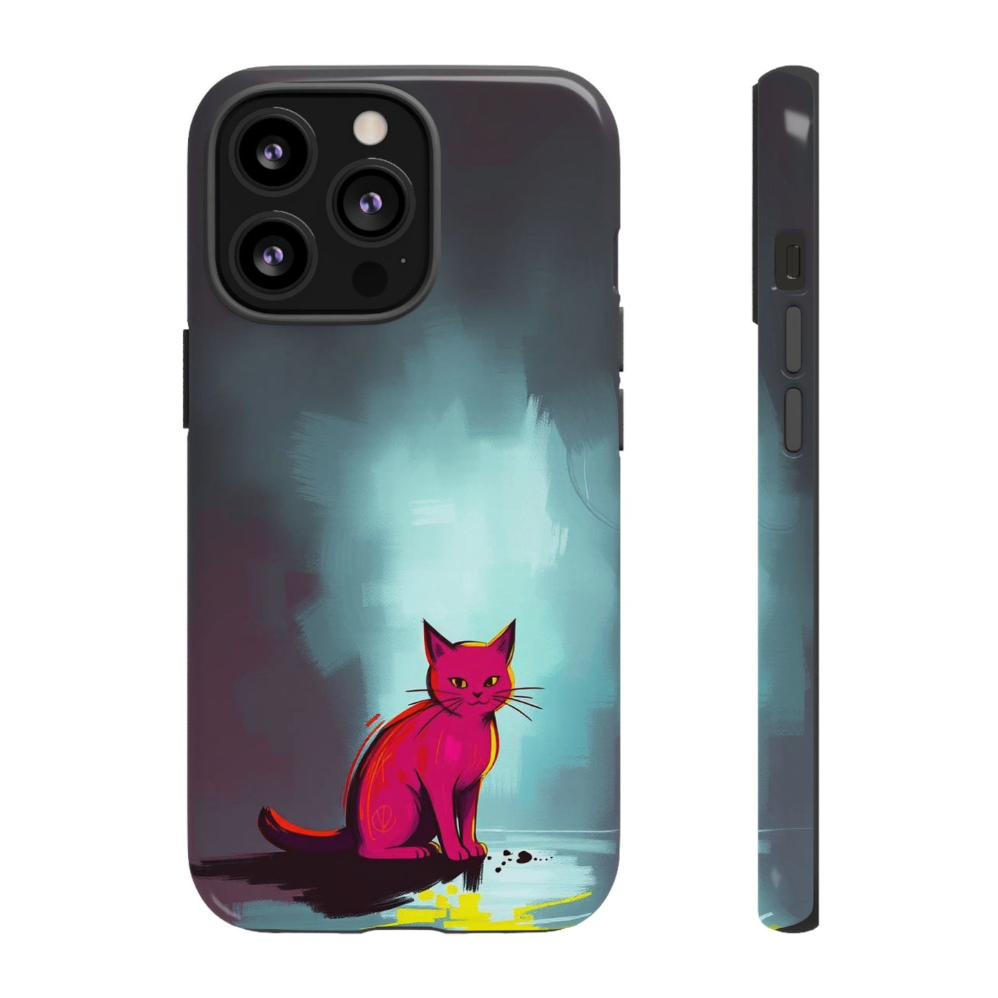 iPhone 13 Pro / Glossy Phone Case - Pop Art Moody Cat Design Phone Case