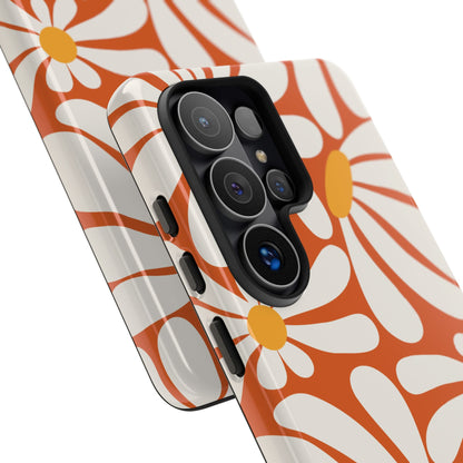Retro Orange Daisy Pattern Phone Case - Orange Phone Case