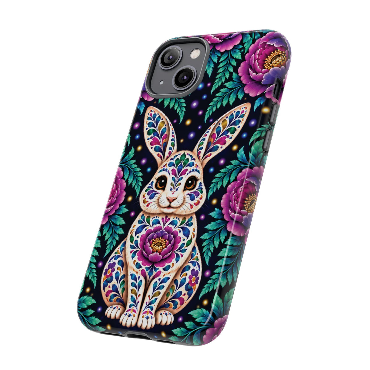 Cute Purple and Teal Calavera Bunny Phone Case - Multicolor Phone Case