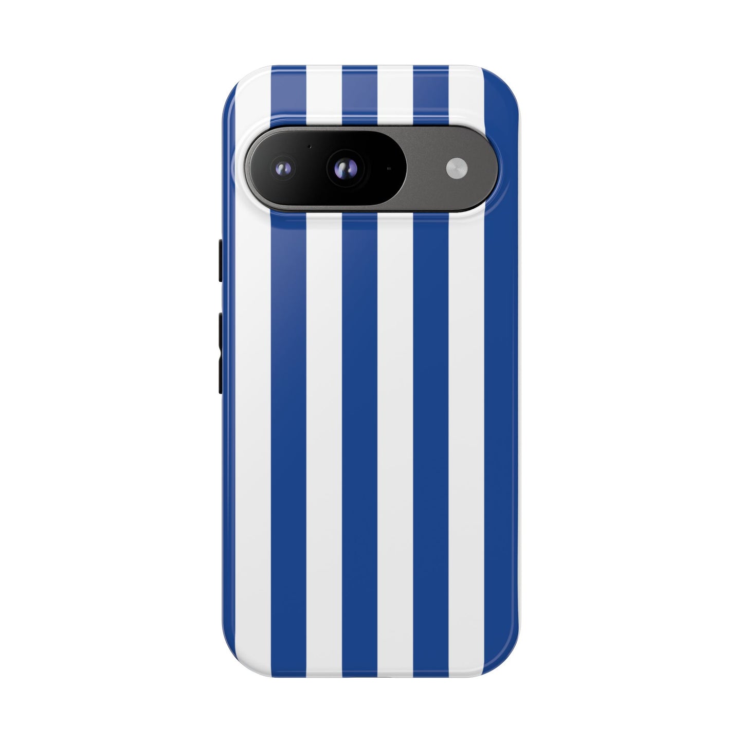 Google Pixel 9 / Glossy Phone Case - Simple Blue & White Stripe Pattern Phone Case
