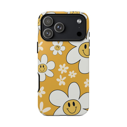 Fun Retro Daisy Pattern with Yellow Background Phone Case - Yellow Phone Case - iPhone 17 Pro Max / Glossy
