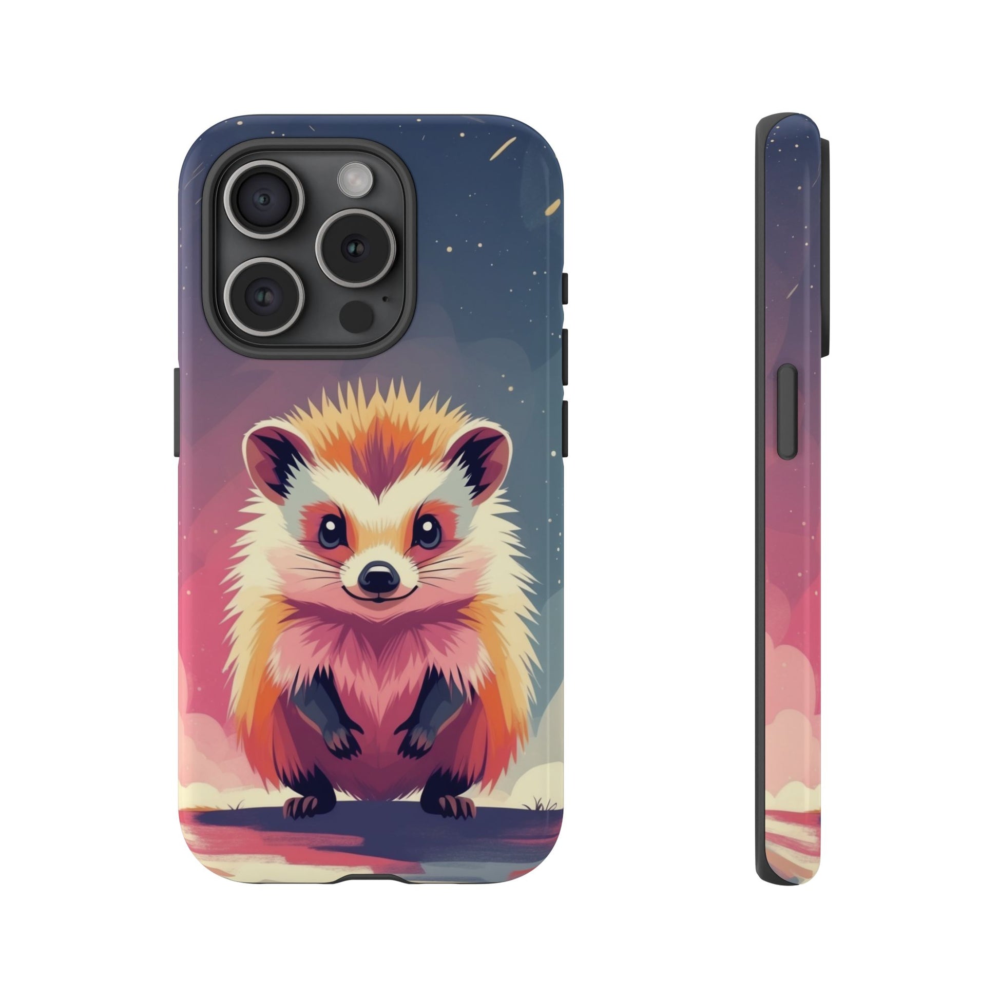 Stylised Hedgehog Design Phone Case - Multicolor Phone Case - iPhone 15 Pro / Glossy