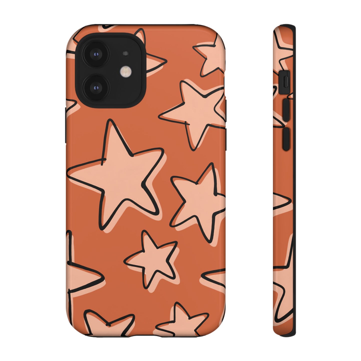 Burnt Orange Doodle Star Phone Case