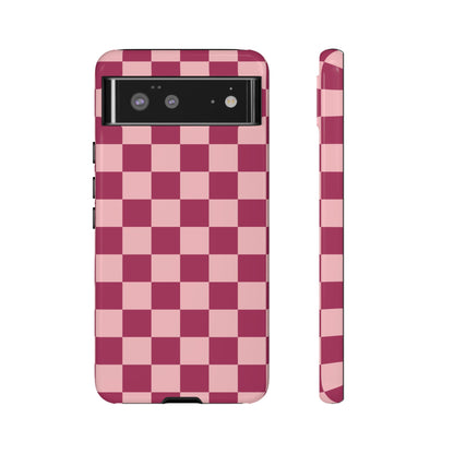 Google Pixel 6 / Glossy Phone Case - ’Pink Checkered Pattern’ Phone Case