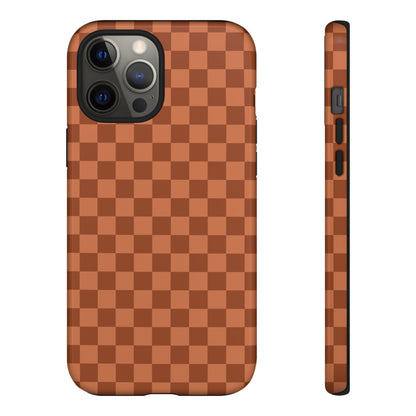 Bold Brown Small Checked Pattern Phone Case - Brown Phone Case - iPhone 12 Pro Max / Glossy