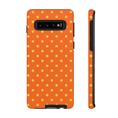 Samsung Galaxy S10 / Glossy Phone Case - Trendy Orange & Yellow Dot Pattern Phone Case
