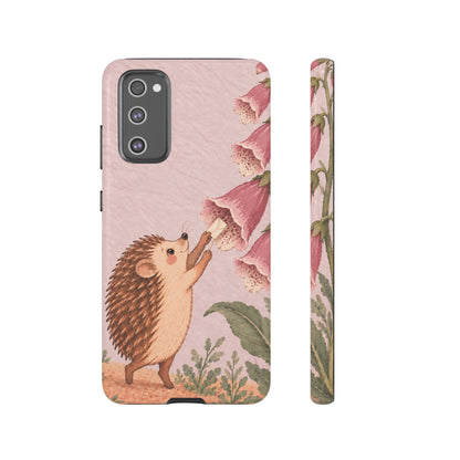 Whimsical Blush Pink Hedgehog and Foxglove Phone Case - Pink Phone Case - Samsung Galaxy S20 FE / Glossy